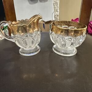 vintage Texas gold glass Creamer and sugar bowl beautiful design